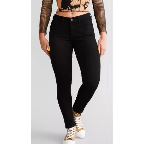 BKE Payton Jeans Size 33 Mid-Rise Ankle Skinny Distressed Stretch Black - Picture 1 of 7